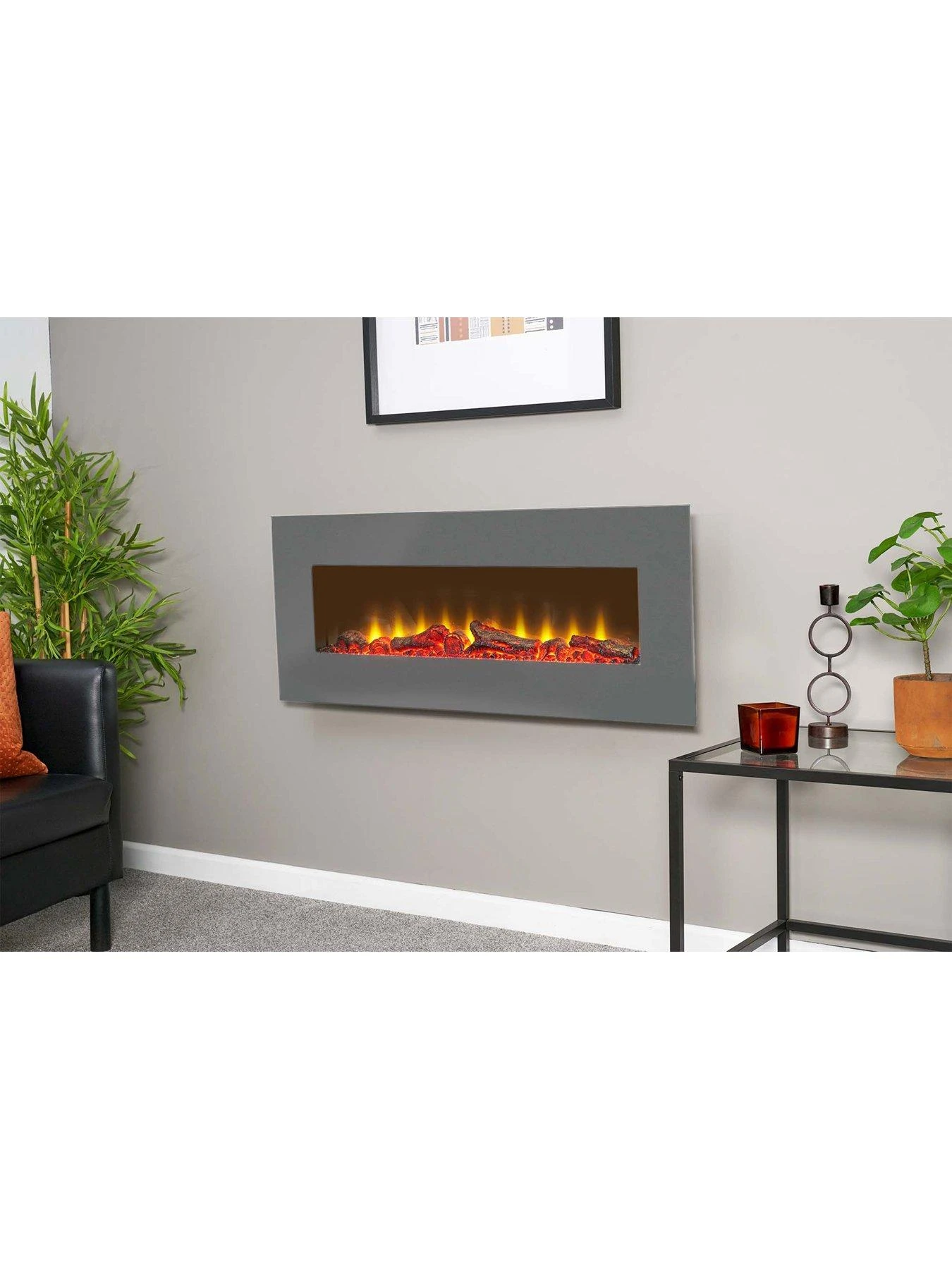 Adam Fires & Fireplaces Adam Sureflame WM-9505 Electric Wall Mounted Fire With Remote In Grey, 42 Inch 7 Adam Fires & Fireplaces Adam Sureflame WM-9505 Electric Wall Mounted Fire With Remote In Grey, 42 Inch - Image 5