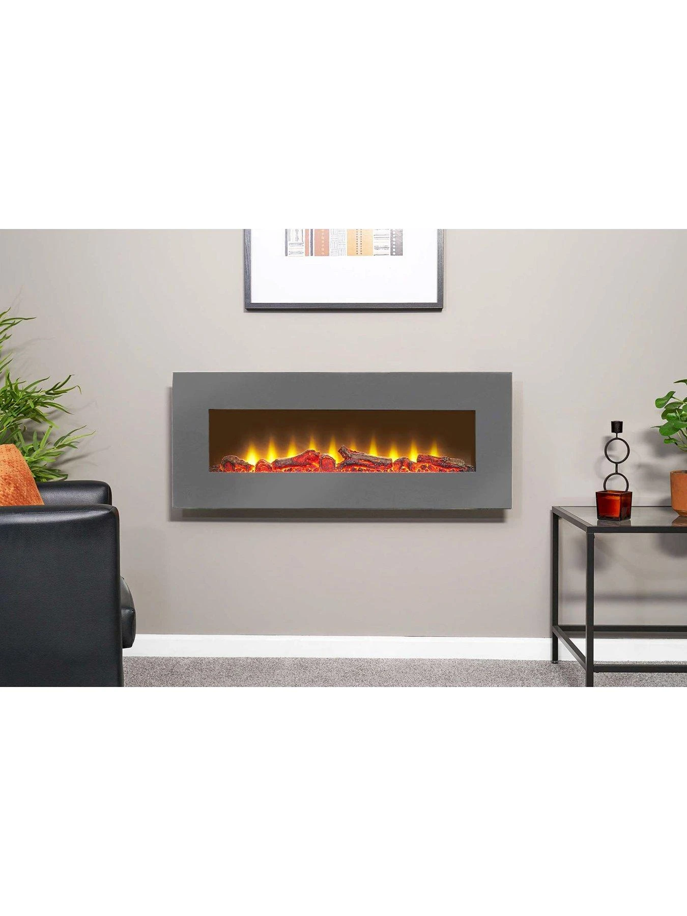 Adam Fires & Fireplaces Adam Sureflame WM-9505 Electric Wall Mounted Fire With Remote In Grey, 42 Inch 8 Adam Fires & Fireplaces Adam Sureflame WM-9505 Electric Wall Mounted Fire With Remote In Grey, 42 Inch - Image 6