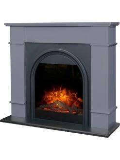 Adam Fires & Fireplaces Adam Chesterfield Electric Fireplace Suite In Grey & Charcoal Grey, 44 Inch -Appliance Pro VB1NW SQ2 0000000005 GREY SLd
