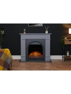 Adam Fires & Fireplaces Adam Chesterfield Electric Fireplace Suite In Grey & Charcoal Grey, 44 Inch -Appliance Pro VB1NW SQ5 0000000005 GREY SLd3