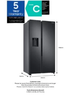 Samsung Series 8 RS68A884CB1/EU American-Style Fridge Freezer With SpaceMax™ Technology - C Rated - Black Stainless Steel -Appliance Pro VDEF6 SQ7 0000000004 BLACK ICf