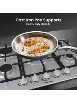 Hisense GM773XF Gas Hob, 5 Cooking Zones, Wok Burner And Cast Iron Grills -Appliance Pro VGMDM SQ3 0000000004 BLACK SLd1