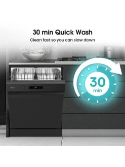Hisense HS622E90BUK 13-Place Freestanding Dishwasher - Black -Appliance Pro VGMF4 SQ3 0000000004 BLACK SLd1