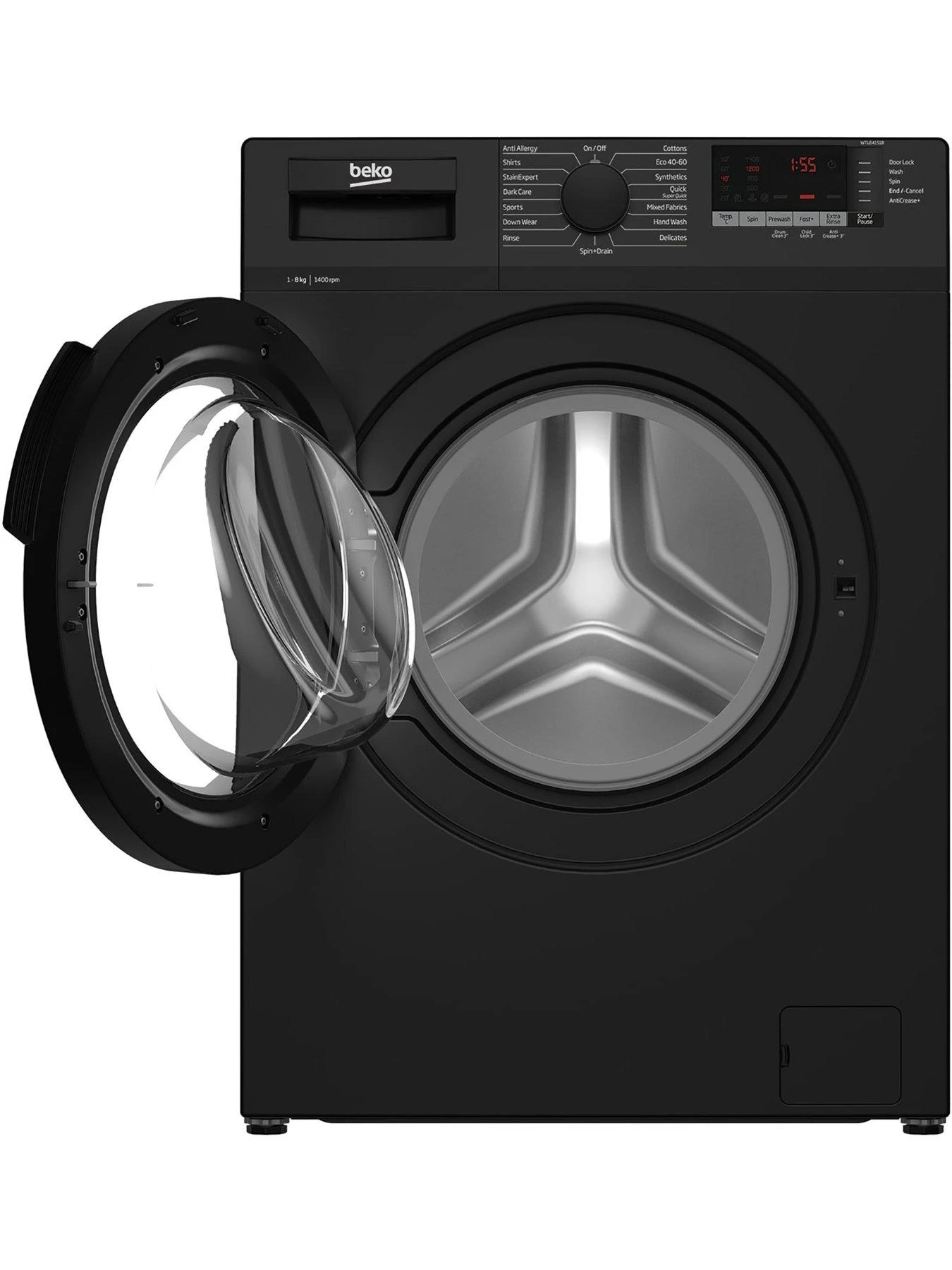 Beko WTL84151B 8kg Load, 1400rpm Spin Freestanding RecycledTub Washing Machine -Black 6 Beko WTL84151B 8kg Load, 1400rpm Spin Freestanding RecycledTub Washing Machine -Black - Image 4