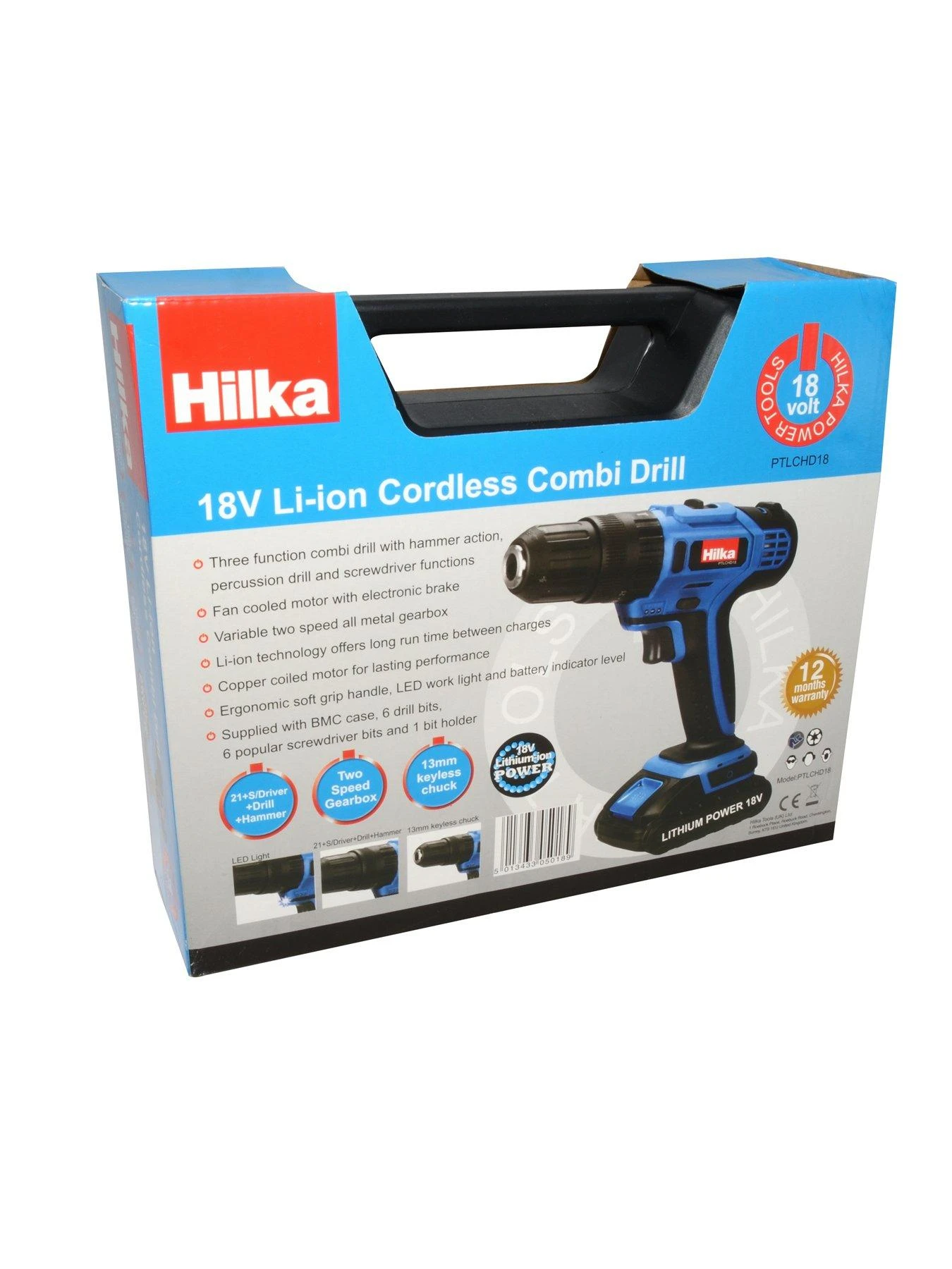 Hilka Tools 18v Li-ion Cordless Hammer Drill In Carry Case 8 Hilka Tools 18v Li-ion Cordless Hammer Drill In Carry Case - Image 6