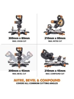 EVOLUTION R255SMS-DB+ Pro-Pack 255mm Multi-Material Double Bevel Sliding Mitre Saw -Appliance Pro VIH2A SQ4 0000000088 NO COLOR SLd2
