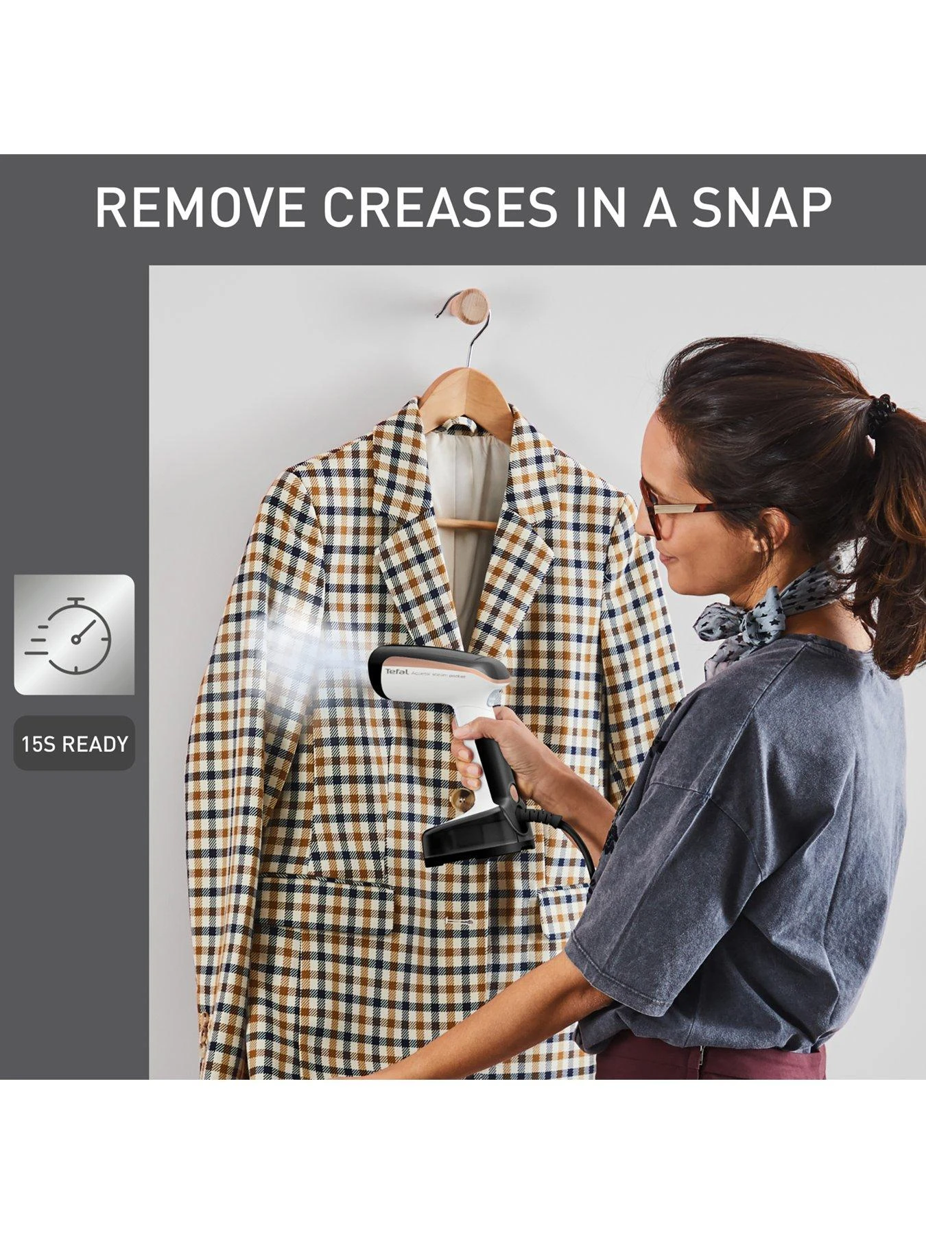 Tefal Handheld Clothes Steamer 120ml 20g/min Steam Output Access Steam Pocket 8 Tefal Handheld Clothes Steamer 120ml 20g/min Steam Output Access Steam Pocket - Image 6