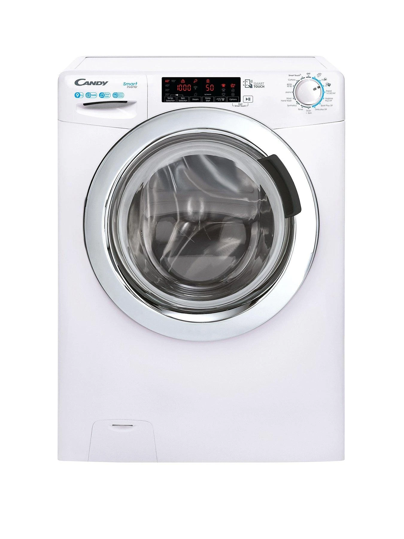 Candy Smart Pro CSS 69TWMCE/1-80 9Kg 1600 Rpm Washing Machine, A-rated - White With Chrome Door 3 Candy Smart Pro CSS 69TWMCE/1-80 9Kg 1600 Rpm Washing Machine, A-rated - White With Chrome Door