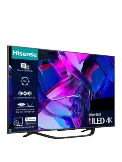 Hisense 75U7KQTUK, 75-inch, 4K Ultra HD HDR, Mini-LED, Smart TV -Appliance Pro VKT1V SQ3 0000000004 BLACK SLs