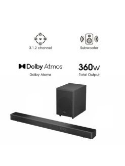 Hisense AX3120G 3.1.2 Channel 360W Dolby Atmos Soundbar With Wireless Subwoofer And Up Firing Speakers -Appliance Pro VKT26 SQ4 0000000004 BLACK SLd