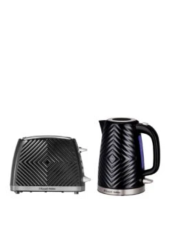 Russell Hobbs Textured Black Kettle & Toaster Bundle