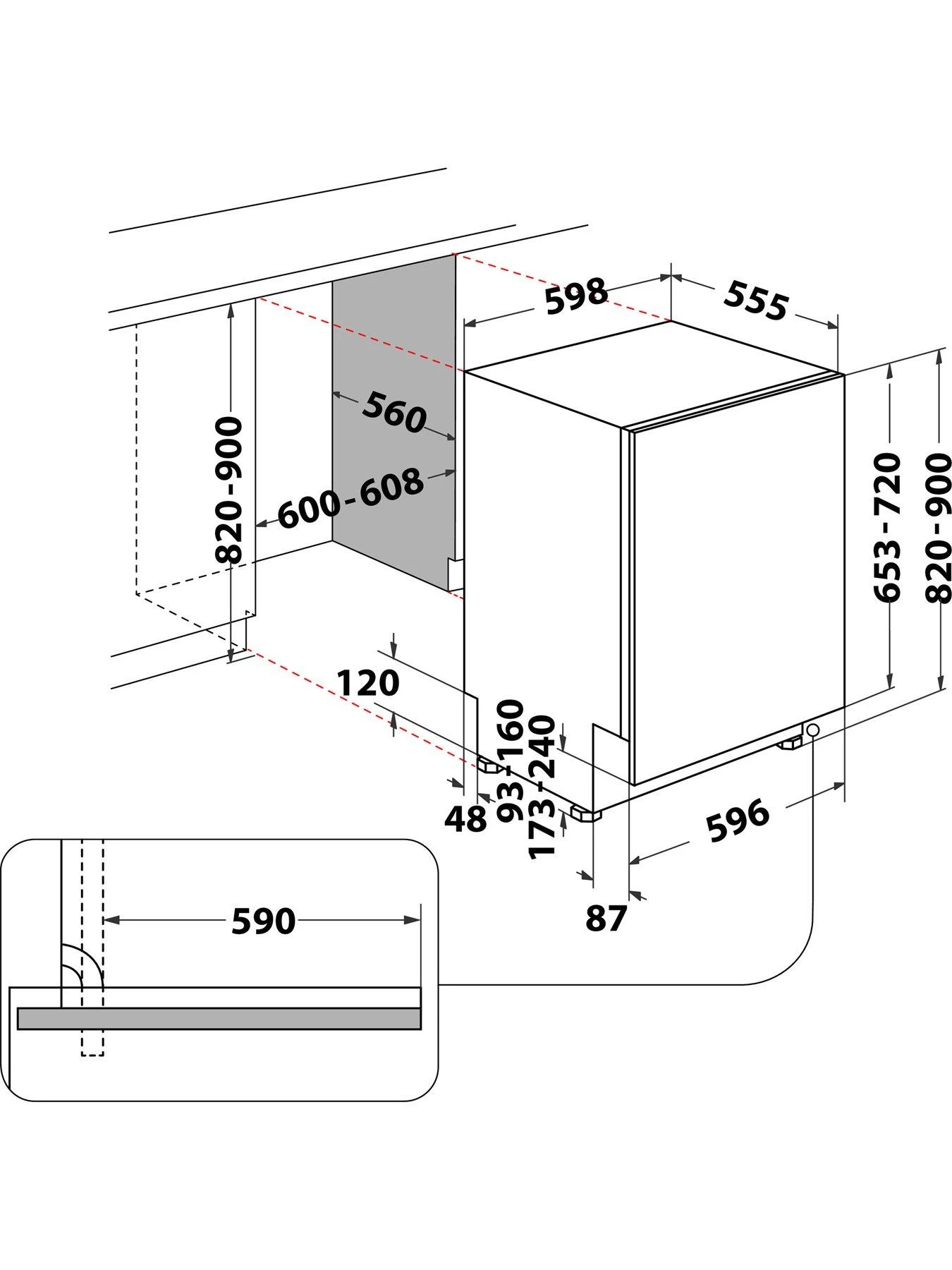 Hotpoint H2IHD526 Fullsize 14 Place Setting Integrated Dishwasher 4 Hotpoint H2IHD526 Fullsize 14 Place Setting Integrated Dishwasher - Image 2