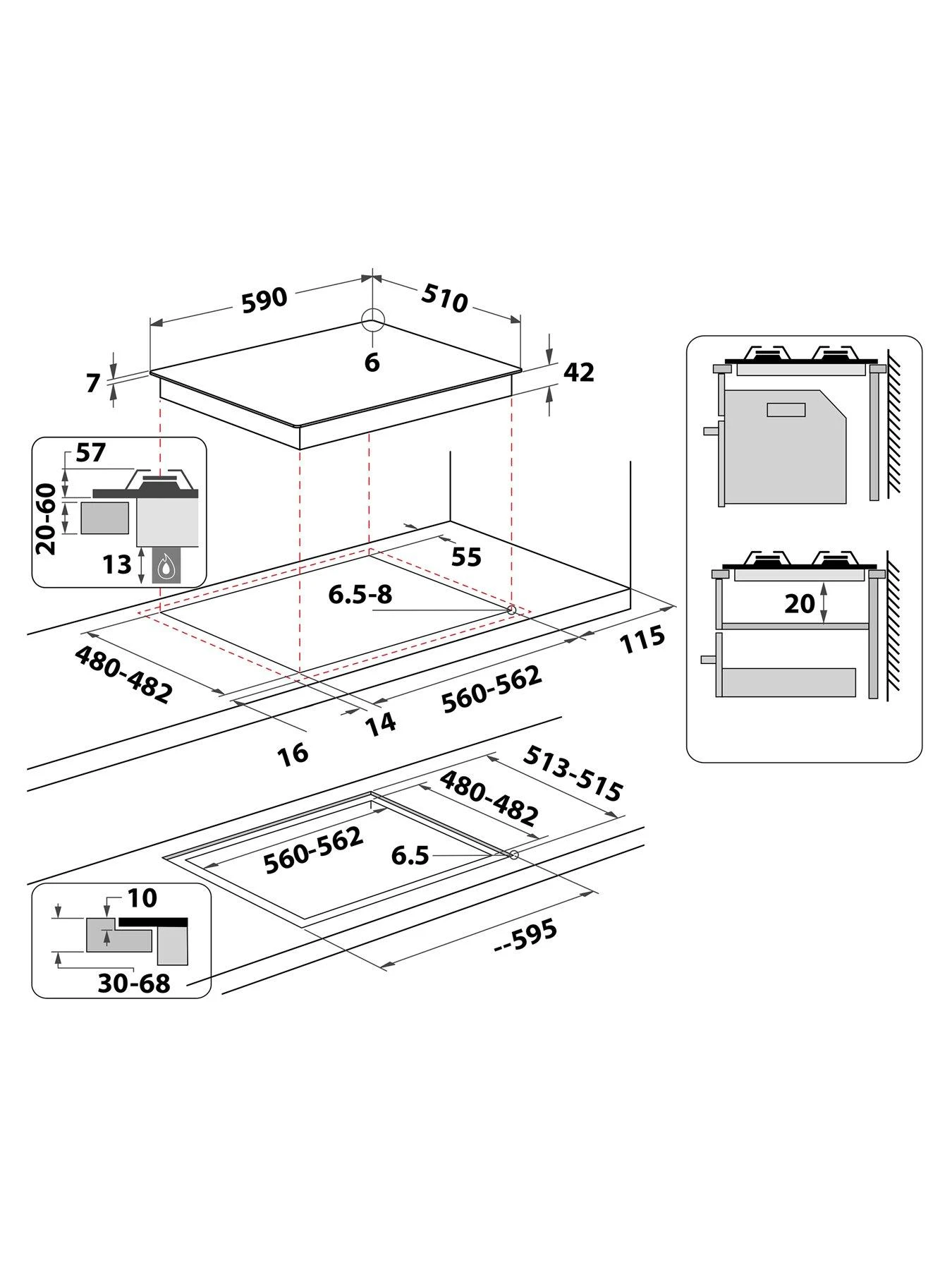 Indesit ING61TBK 60cm Integrated Gas Hob 4 Indesit ING61TBK 60cm Integrated Gas Hob - Image 2