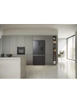 Haier Cube 90 HCR5919EHMB Frost-Free American Fridge Freezer With Plumbed Water Dispenser, E Rated - Black -Appliance Pro VLT8R SQ5 0000000004 BLACK SLd3