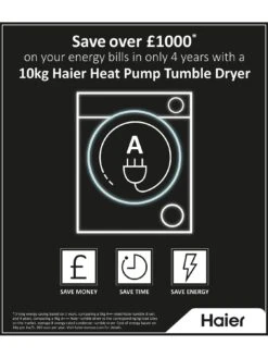 Haier I-Pro Series 3 HD90-A2939S 9kg Load Heat Pump Tumble Dryer, A++ Rated - Graphite -Appliance Pro VLT9D SQ6 0000000527 GRAPHITE SLd4