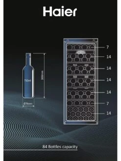 Haier HWS84GNF 84-Bottle Wine Cooler, Single Zone, F Rated - Black -Appliance Pro VLTAI SQ6 0000000004 BLACK SLd4