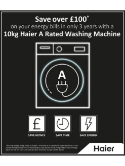 Haier I-Pro Series 3 HW100-B14939 10kg Load, 1400 Spin Washing Machine, A Rated - White -Appliance Pro VLTCN SQ5 0000000013 WHITE SLd3