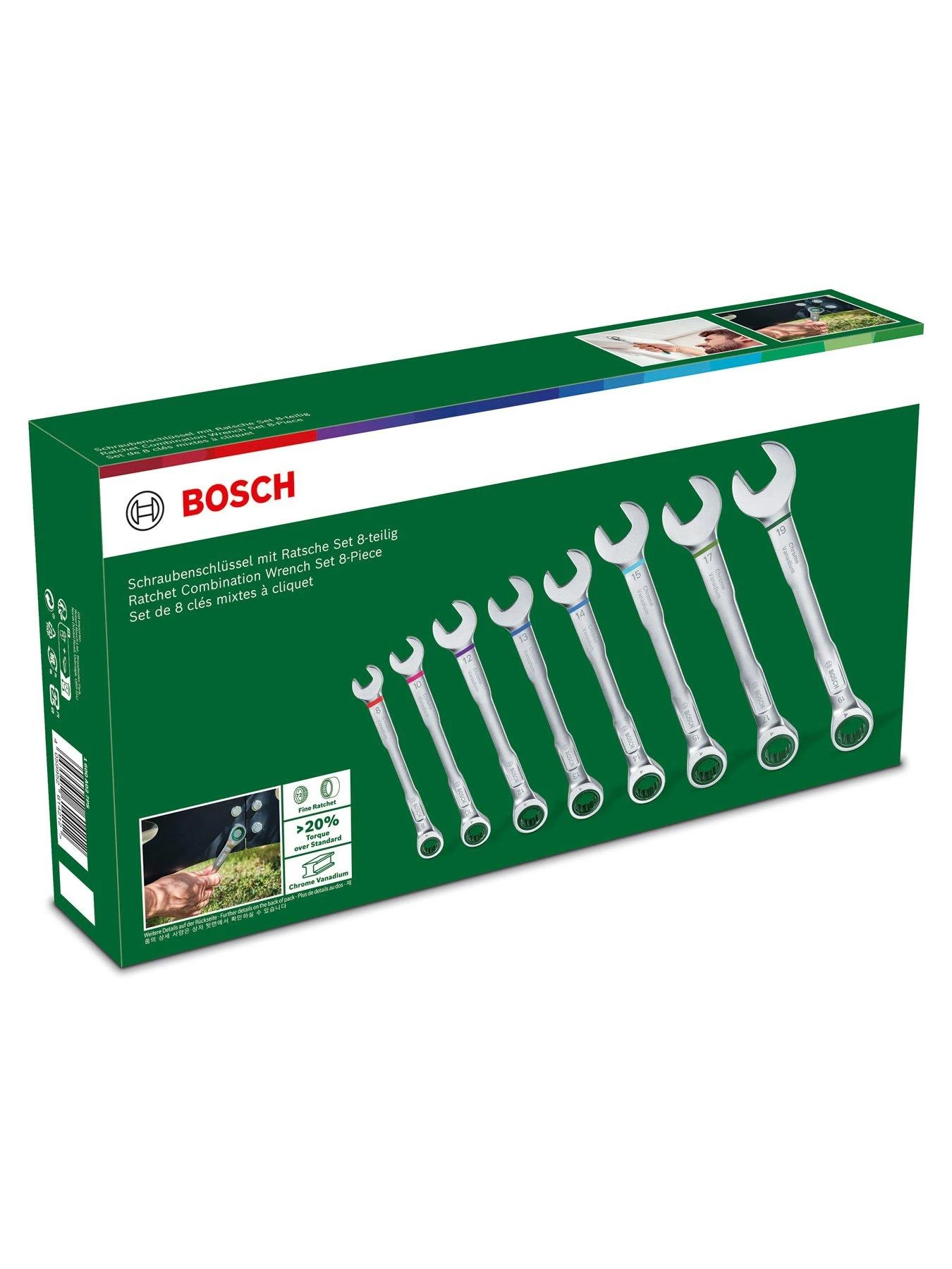 Bosch 8 Pcs Ratchet Combination Spanner Set 4 Bosch 8 Pcs Ratchet Combination Spanner Set - Image 2
