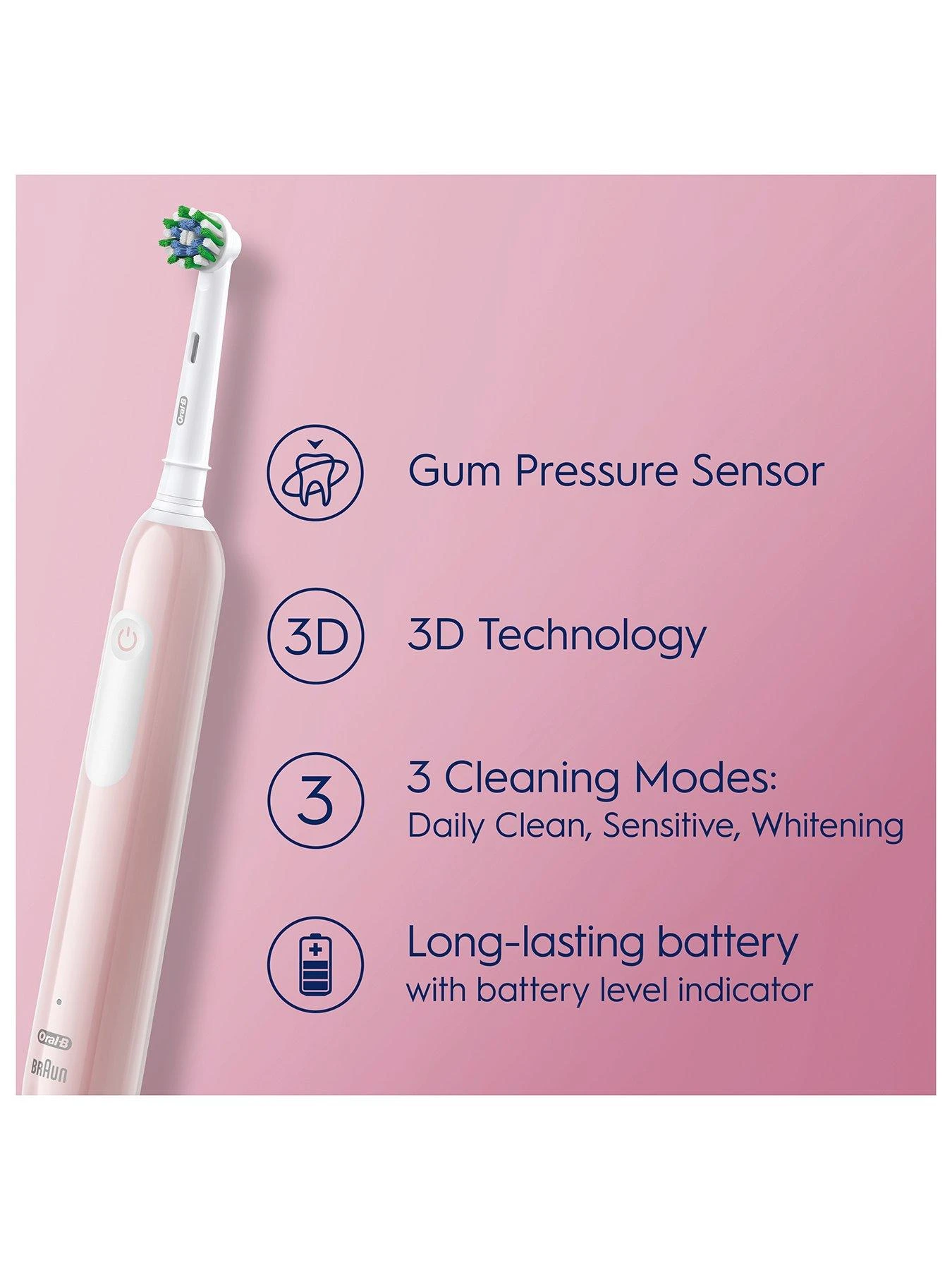 Oral B Oral-B Pro 1 3D White Pink + 3DW Luxe Paste 6 Oral B Oral-B Pro 1 3D White Pink + 3DW Luxe Paste - Image 4