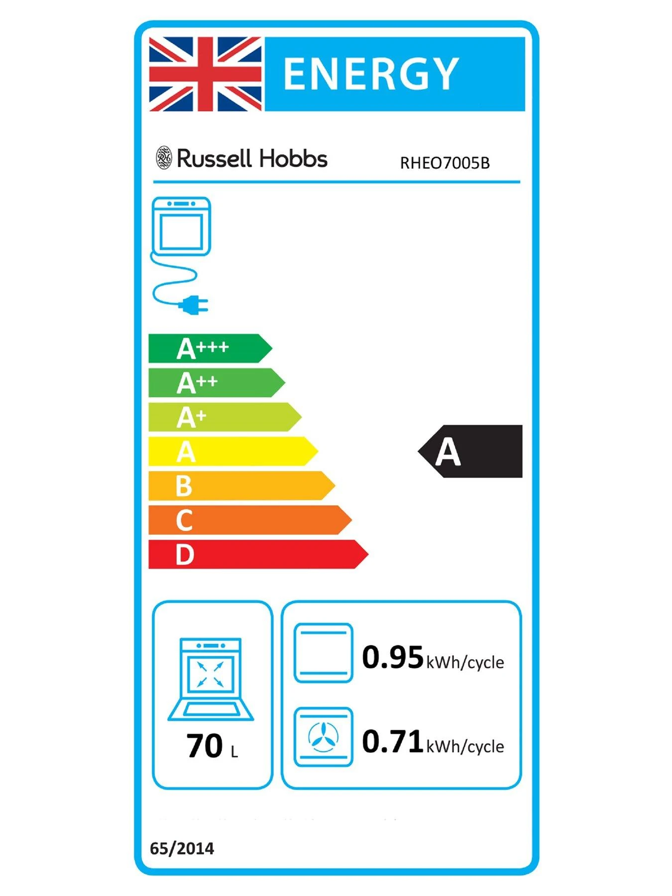 Russell Hobbs RHEO7005B 70L BUILT IN MULTIFUNCTIONAL ELECTRIC FAN OVEN Black 9 Russell Hobbs RHEO7005B 70L BUILT IN MULTIFUNCTIONAL ELECTRIC FAN OVEN Black - Image 7