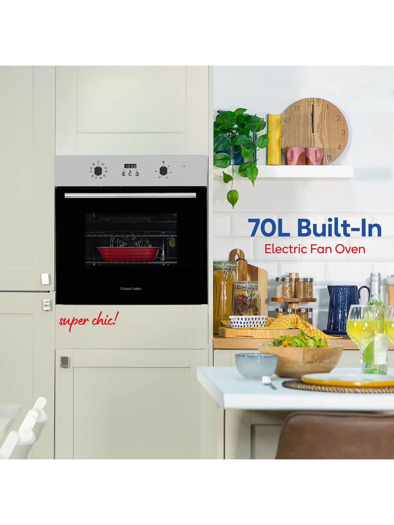 Russell Hobbs RHEO7005SS 70L BUILT IN MULTIFUNCTIONAL ELECTRIC FAN OVEN Stainless Steel 4 Russell Hobbs RHEO7005SS 70L BUILT IN MULTIFUNCTIONAL ELECTRIC FAN OVEN Stainless Steel - Image 2
