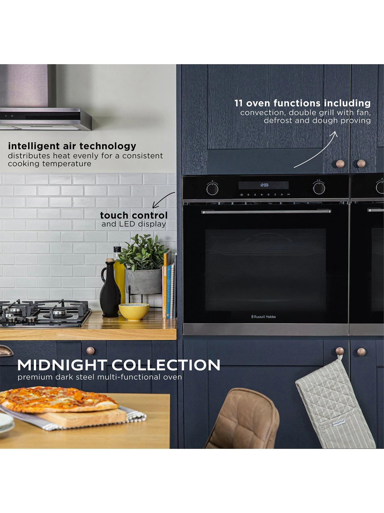 Russell Hobbs MIDNIGHT RHEO7201DS BUILT-IN MULTI-FUNCTIONAL ELECTRIC FAN OVEN Dark Steel 5 Russell Hobbs MIDNIGHT RHEO7201DS BUILT-IN MULTI-FUNCTIONAL ELECTRIC FAN OVEN Dark Steel - Image 3