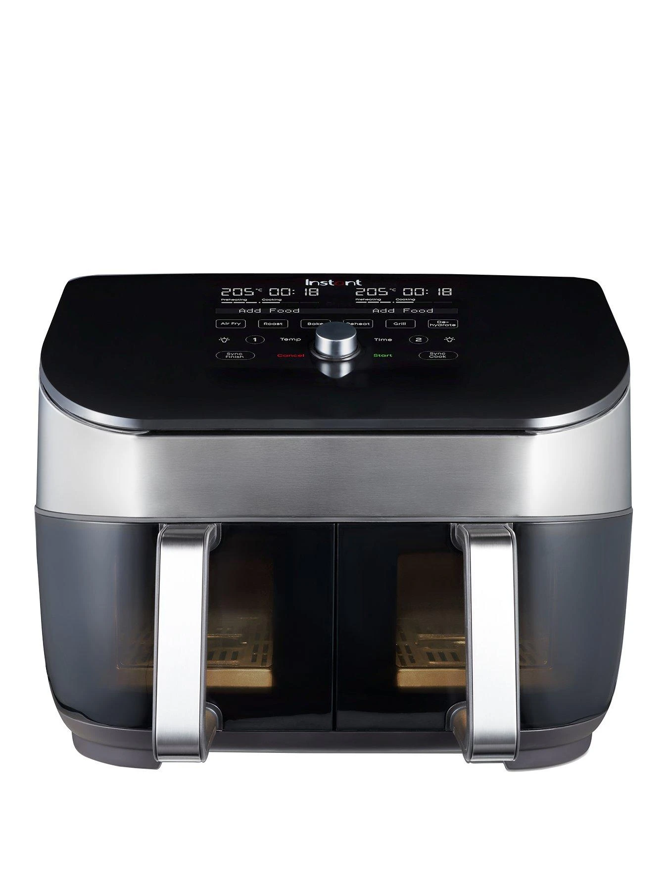 Instant Vortex Plus Dual Air Fryer With ClearCook, Stainless Steel 7.6L- Air Fry, Bake, Roast, Grill, Dehydrate & Reheat 3 Instant Vortex Plus Dual Air Fryer With ClearCook, Stainless Steel 7.6L- Air Fry, Bake, Roast, Grill, Dehydrate & Reheat