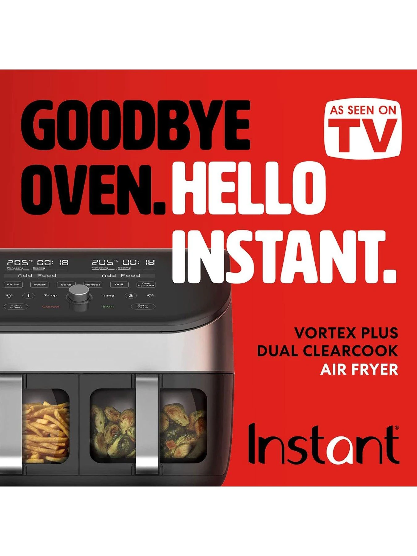 Instant Vortex Plus Dual Air Fryer With ClearCook, Stainless Steel 7.6L- Air Fry, Bake, Roast, Grill, Dehydrate & Reheat 4 Instant Vortex Plus Dual Air Fryer With ClearCook, Stainless Steel 7.6L- Air Fry, Bake, Roast, Grill, Dehydrate & Reheat - Image 2