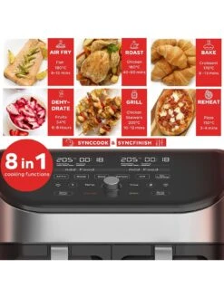 Instant Vortex Plus Dual Air Fryer With ClearCook, Stainless Steel 7.6L- Air Fry, Bake, Roast, Grill, Dehydrate & Reheat 11 Instant Vortex Plus Dual Air Fryer With ClearCook, Stainless Steel 7.6L- Air Fry, Bake, Roast, Grill, Dehydrate & Reheat -Appliance Pro VP2RA SQ3 0000000166 STAINLESS STEEL SLd1