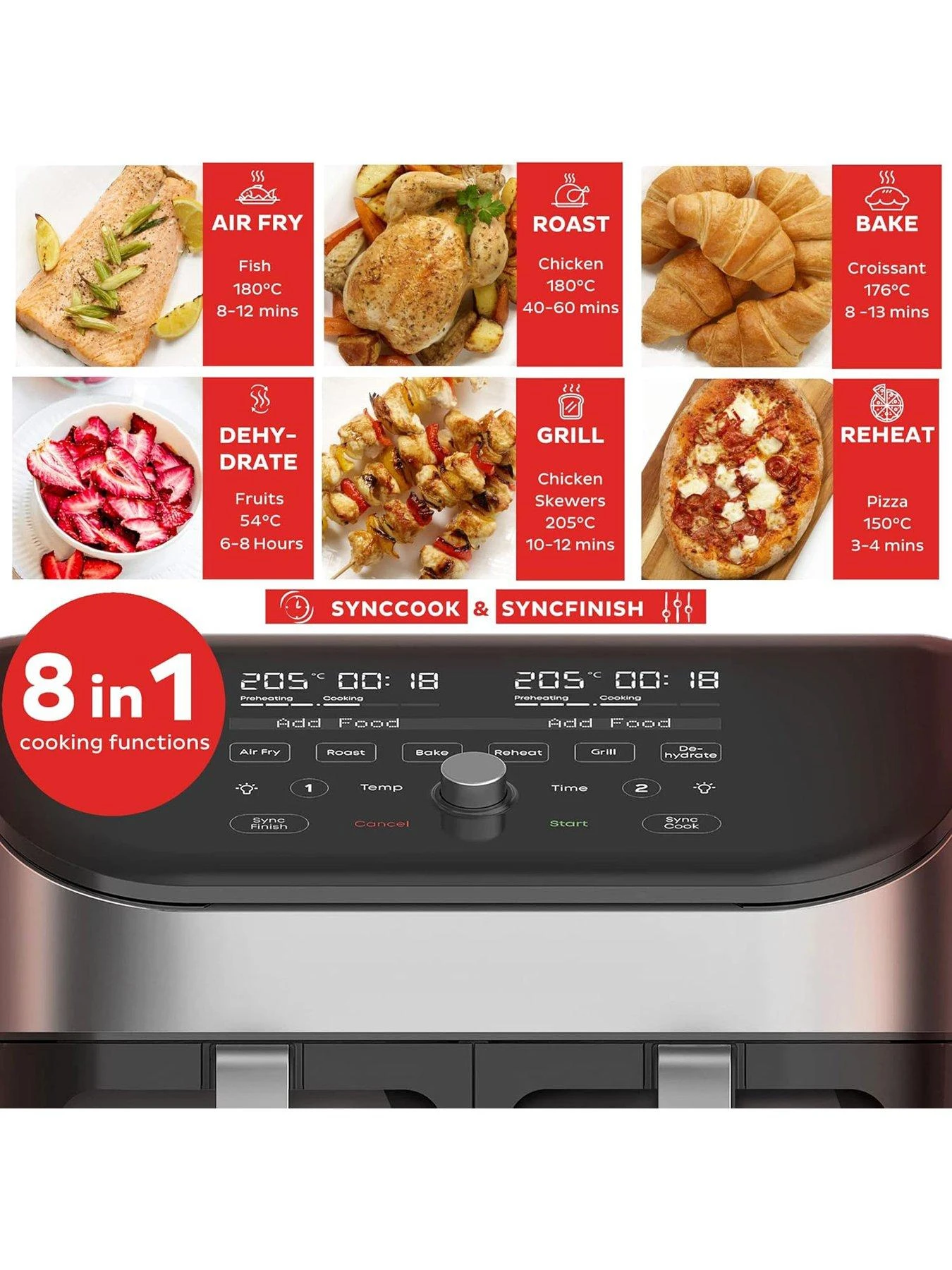 Instant Vortex Plus Dual Air Fryer With ClearCook, Stainless Steel 7.6L- Air Fry, Bake, Roast, Grill, Dehydrate & Reheat 5 Instant Vortex Plus Dual Air Fryer With ClearCook, Stainless Steel 7.6L- Air Fry, Bake, Roast, Grill, Dehydrate & Reheat - Image 3