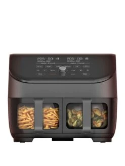 Instant Vortex Plus Dual Air Fryer With ClearCook, Black 7.6L- Air Fry, Bake, Roast, Grill, Dehydrate & Reheat