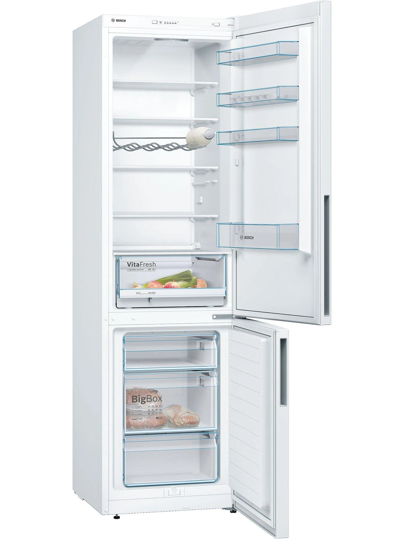 Bosch Series 4 KGV39VWEAG 60cm Wide, VitaFresh, 70/30 Split, Low Frost Fridge Freezer - White 4 Bosch Series 4 KGV39VWEAG 60cm Wide, VitaFresh, 70/30 Split, Low Frost Fridge Freezer - White - Image 2