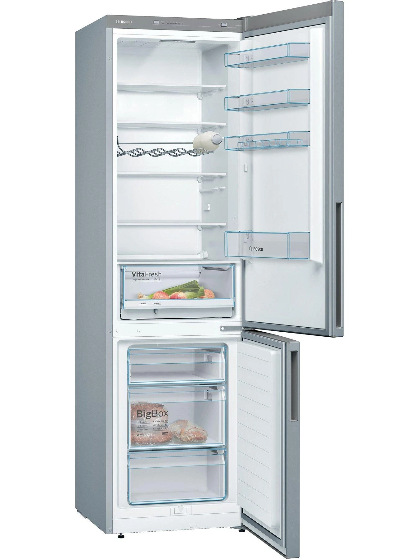 Bosch Series 4 KGV39VLEAG 60cm Wide, VitaFresh, 70/30 Split, Low Frost Fridge Freezer - Silver 4 Bosch Series 4 KGV39VLEAG 60cm Wide, VitaFresh, 70/30 Split, Low Frost Fridge Freezer - Silver - Image 2