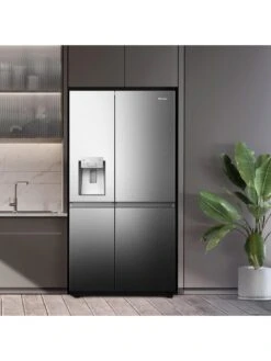 Hisense RS818N4TIE Pureflat Infinite Series, 90cm Wide Side By Side, American Fridge Freezer - Stainless Steel -Appliance Pro VPJ3W SQ3 0000000035 SILVER SLd1
