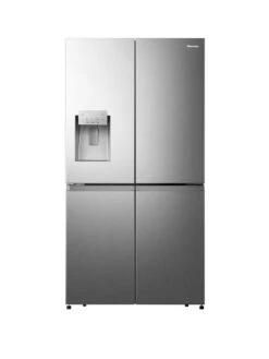 Hisense RQ760N4SASE Pureflat 90cm Cross Door, Water And Ice, American Fridge Freezer - Stainless Steel