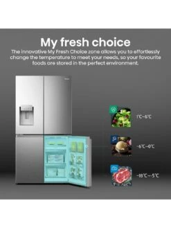 Hisense RQ760N4SASE Pureflat 90cm Cross Door, Water And Ice, American Fridge Freezer - Stainless Steel -Appliance Pro VPJ42 SQ5 0000000035 SILVER SLd3