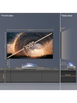 Hisense 100L5H 100-inch 4K Ultra Short Throw Laser TV - supports Dolby Atmos, Dolby Vision HDR/HDR10/HLG & Alexa & Freeview Play (Screen Included) -Appliance Pro VQ3DH SQ5 0000000035 SILVER SLd1