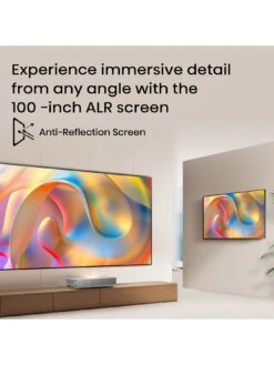 Hisense 100L5H 100-inch 4K Ultra Short Throw Laser TV - supports Dolby Atmos, Dolby Vision HDR/HDR10/HLG & Alexa & Freeview Play (Screen Included) -Appliance Pro VQ3DH SQ6 0000000035 SILVER SLd2