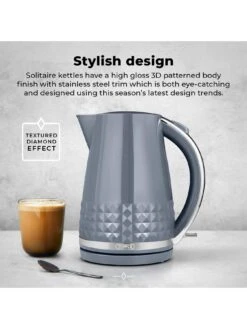 Tower T10075GRY Solitaire Kettle With 360° Swivel Base, Cord Storage, 1.5L, 3KW - Grey And Chrome Accents -Appliance Pro VQ4RQ SQ3 0000000088 NO COLOR SLd1