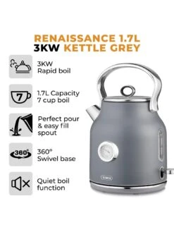 Tower T10063GRY Renaissance 1.7L 3kW Kettle - Grey -Appliance Pro VQ4RS SQ2 0000000088 NO COLOR SLd