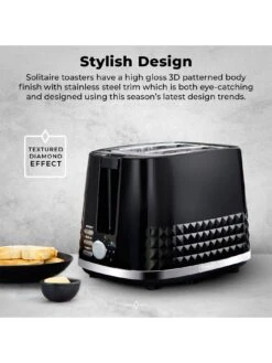 Tower T20082BLK Solitaire 2-Slice Toaster 850W - Black With Chrome Accents 10 Tower T20082BLK Solitaire 2-Slice Toaster 850W - Black With Chrome Accents -Appliance Pro VQ4RT SQ3 0000000088 NO COLOR SLd1