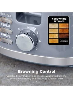 Tower T20082GRY Solitaire 2-Slice Toaster 850W - Grey With Chrome Accents -Appliance Pro VQ4RU SQ5 0000000088 NO COLOR SLd3