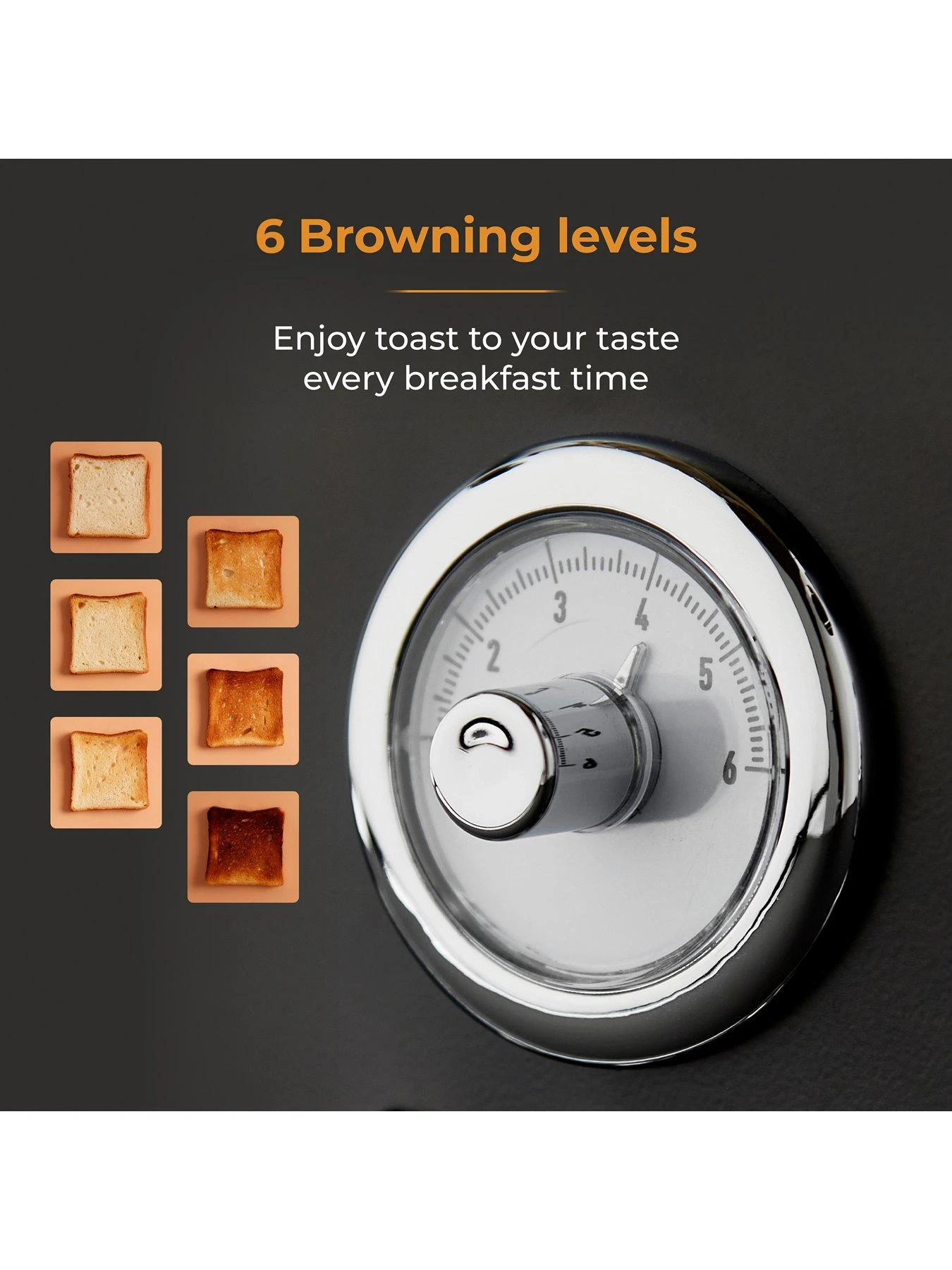 Tower T20065BLK Renaissance 4-Slice Toaster, 1630W, Black 5 Tower T20065BLK Renaissance 4-Slice Toaster, 1630W, Black - Image 3