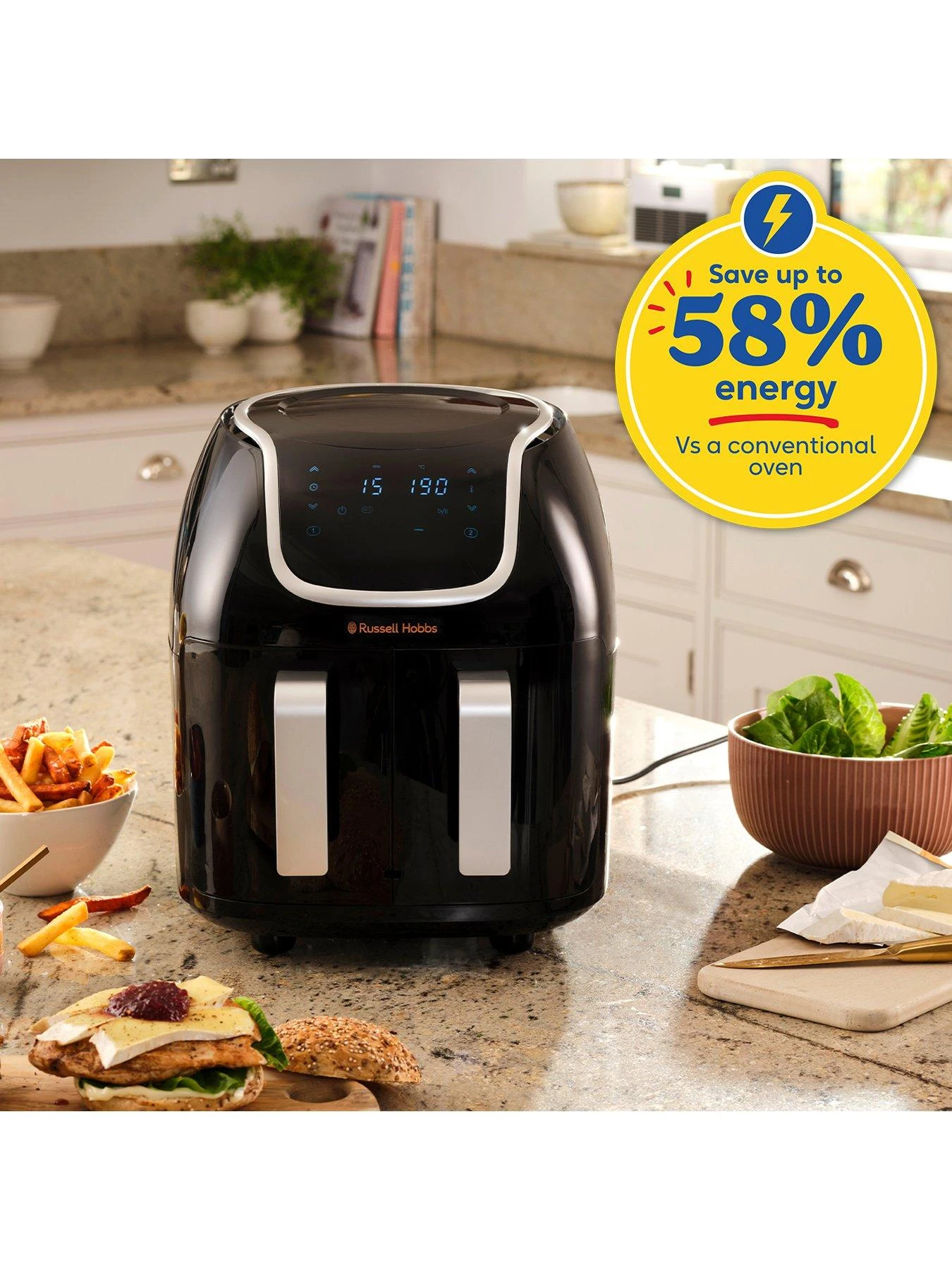 Russell Hobbs SatisFry Snappi 2x 4.25L Dual Basket Air Fryer 4 Russell Hobbs SatisFry Snappi 2x 4.25L Dual Basket Air Fryer - Image 2