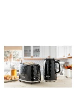 Daewoo 2 SET BUNDLE - 1.7L KETTLE 3KW & 2 SLICE HONEYCOMB TOASTER BLACK