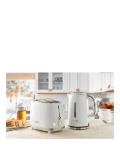 Daewoo 2 SET BUNDLE - 1.7L KETTLE 3KW & 2 SLICE HONEYCOMB TOASTER - WHITE