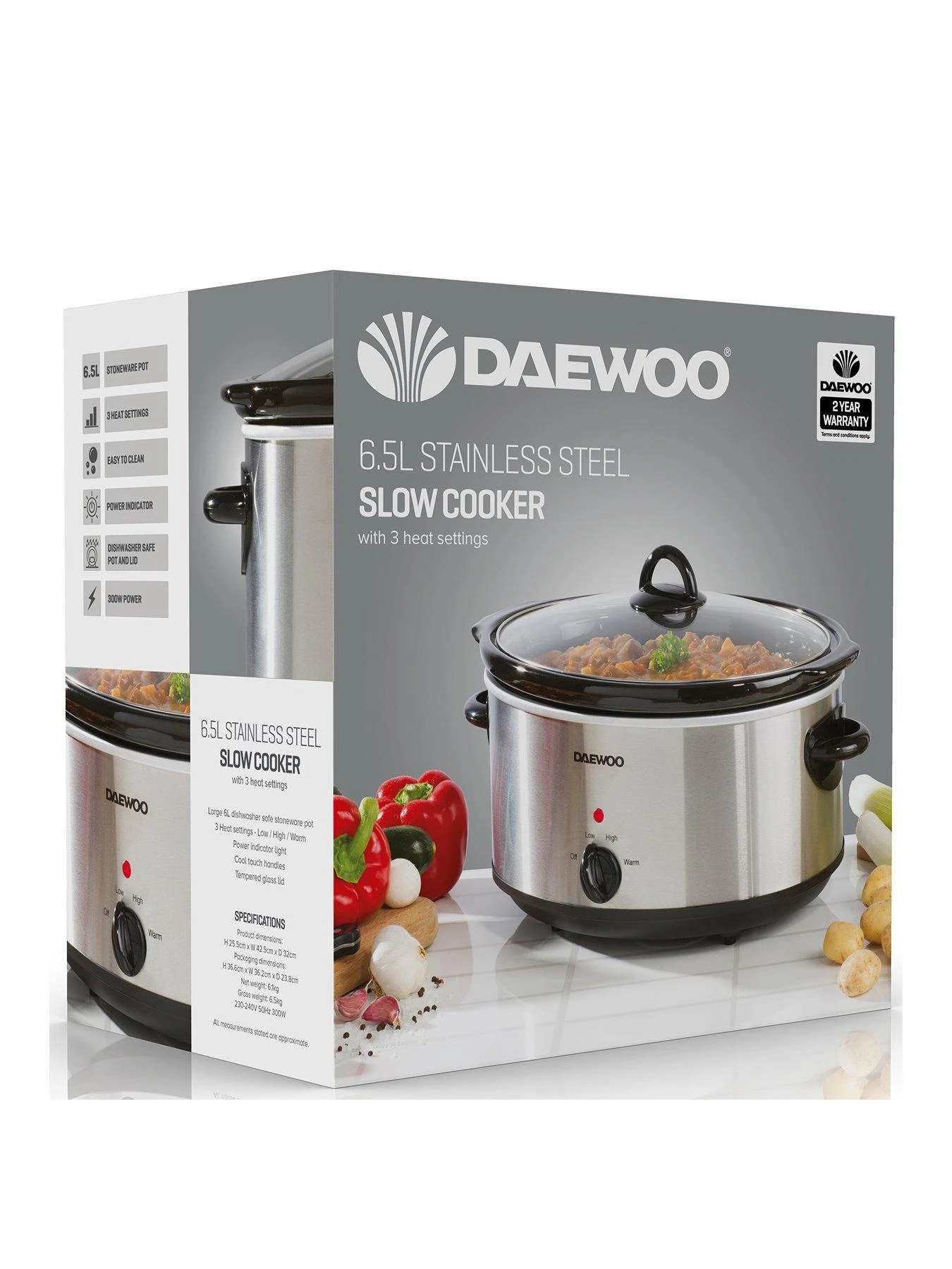 Daewoo 6.5L Slow Cooker Stainless Steel 3 Daewoo 6.5L Slow Cooker Stainless Steel