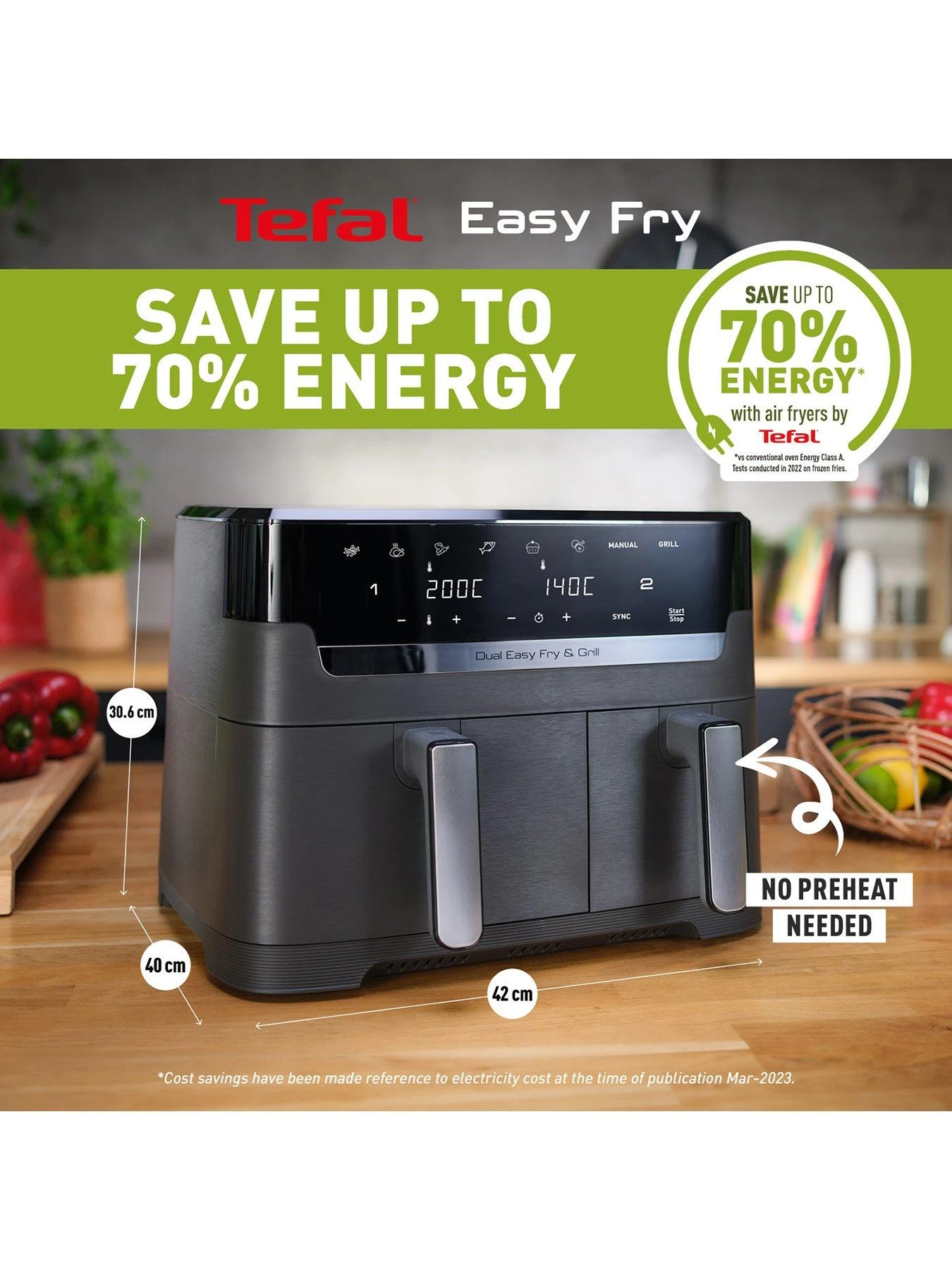 Tefal Easy Fry 8.3L Dual Zone Air Fryer & Grill EY905B40 - Coal Grey 6 Tefal Easy Fry 8.3L Dual Zone Air Fryer & Grill EY905B40 - Coal Grey - Image 4