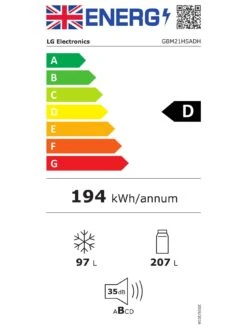 LG GBM21HSADH Fridge Freezer - Silver - 304L - D Rated -Appliance Pro VR61B SQ7 0000000035 SILVER ICf