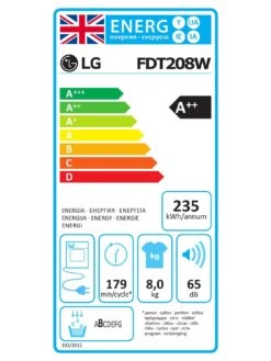 LG FDT208W 8kg Heat Pump Tumble Dryer - White - A++ Rated -Appliance Pro VR61G SQ7 0000000013 WHITE ICf